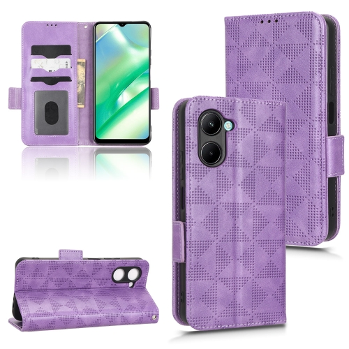 

For Realme C33 4G Symmetrical Triangle Leather Phone Case(Purple)