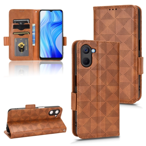 

For Realme V20 Symmetrical Triangle Leather Phone Case(Brown)