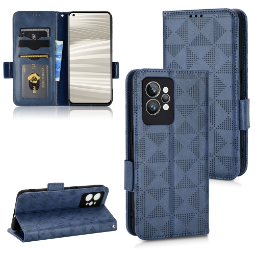 

For Realme GT2 Pro Symmetrical Triangle Leather Phone Case(Blue)