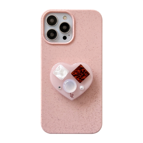 

For iPhone 14 Love Gem Holder Degradable Phone Case(Pink)