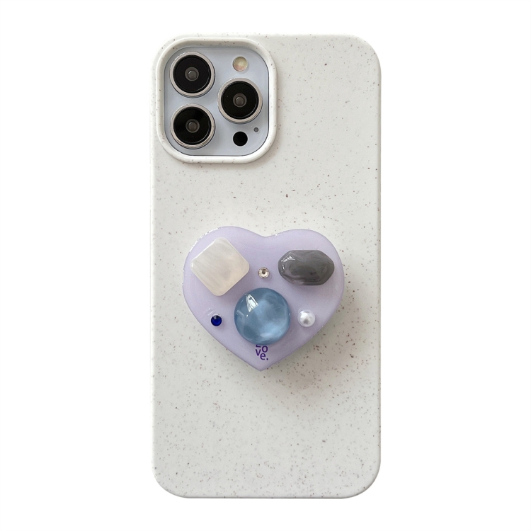 

For iPhone 12 Love Gem Holder Degradable Phone Case(White)