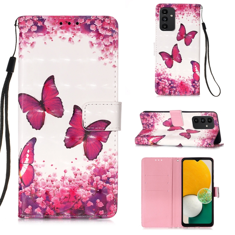 

For Samsung Galaxy A34 5G 3D Painting Horizontal Flip Leather Phone Case(Rose Butterfly)