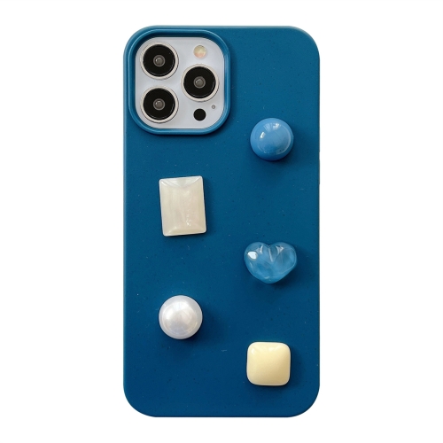 

For iPhone 14 Pro Max Love Gem Degradable Phone Case(Blue)