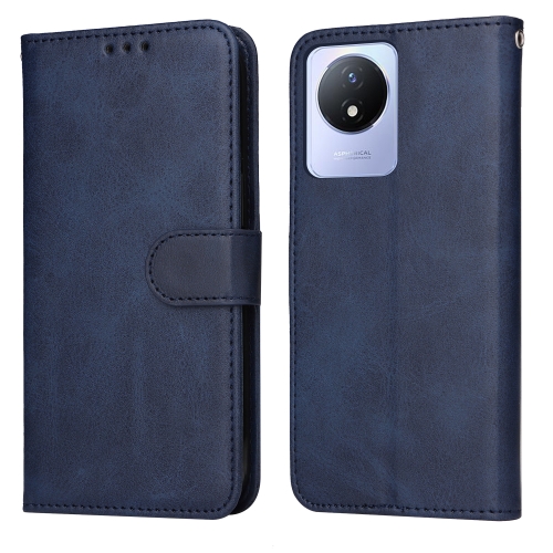 

For vivo Y02 4G Classic Calf Texture Flip Leather Phone Case(Blue)