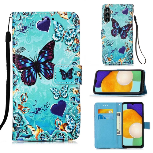 

For Samsung Galaxy A34 5G Colored Drawing Pattern Plain Weave Leather Phone Case(Caring Butterfly)