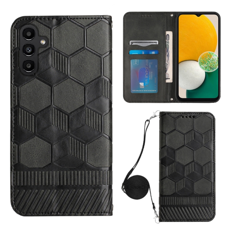 

For Samsung Galaxy A34 5G Crossbody Football Texture Magnetic PU Phone Case(Black)
