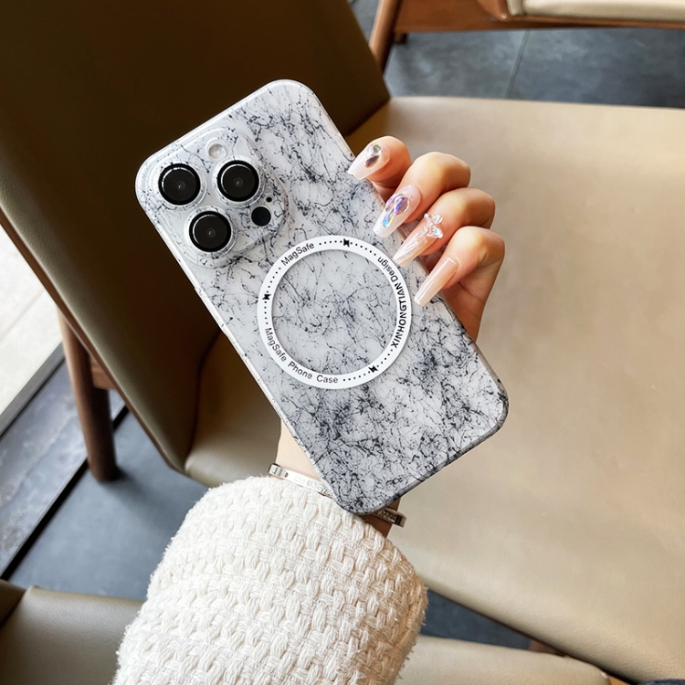 

For iPhone 14 Silk Ink Pattern MagSafe PC Phone Case(Black)