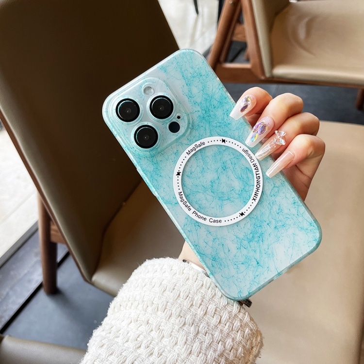 

For iPhone 11 Silk Ink Pattern MagSafe PC Phone Case(Blue)