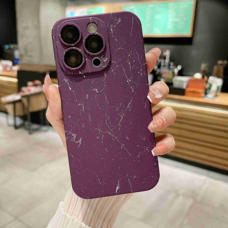 

For iPhone 14 Pro Marble Pattern PC Phone Case(Purple)