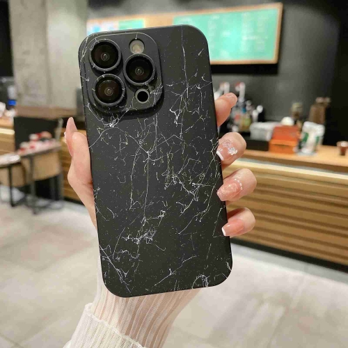 

For iPhone 13 Pro Max Marble Pattern PC Phone Case(Black)