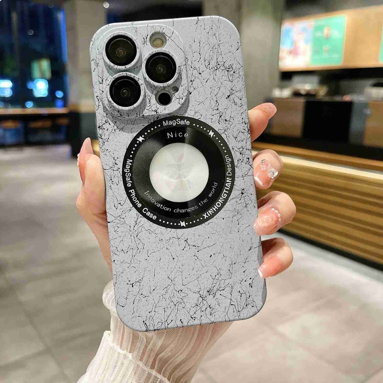 

For iPhone 14 Pro Marble Pattern MagSafe PC Phone Case(White)