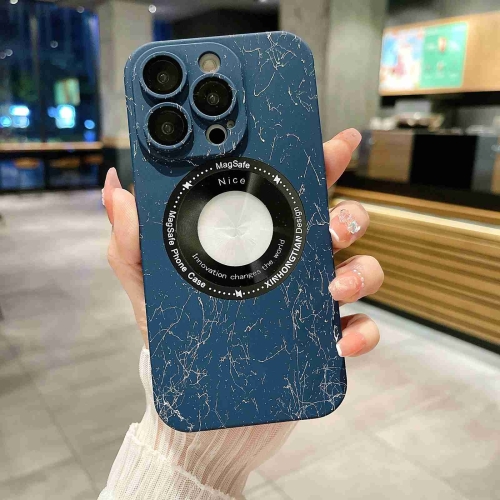 

For iPhone 11 Marble Pattern MagSafe PC Phone Case(Blue)