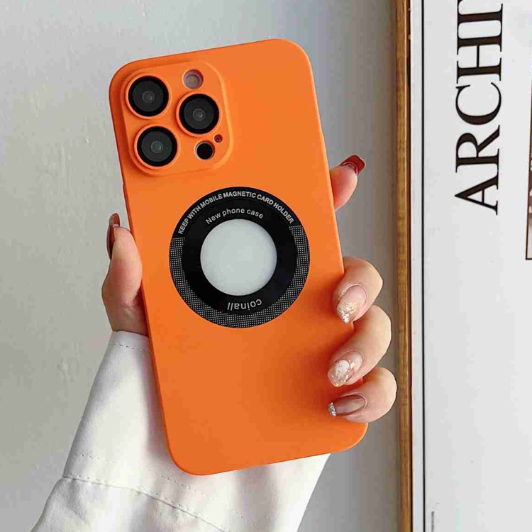

For iPhone 14 Skin Feel CD Texture MagSafe Magnetic Phone Case(Orange)
