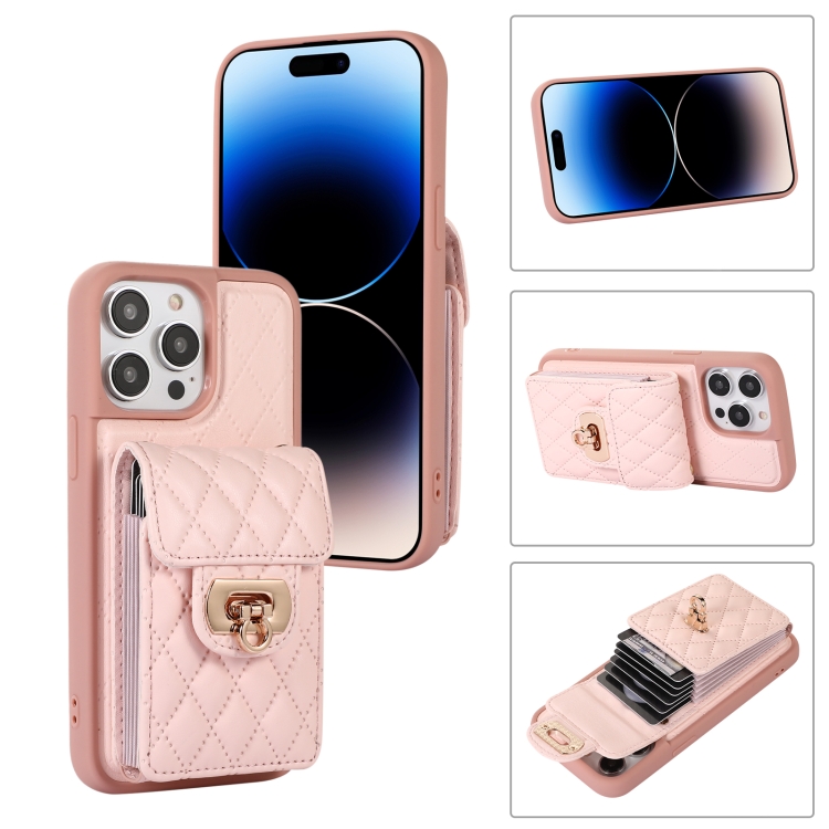 

For iPhone 14 Pro Max Card Slot Leather Phone Case(Pink)