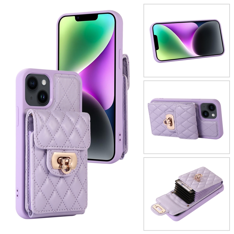 

For iPhone 14 Card Slot Leather Phone Case(Purple)