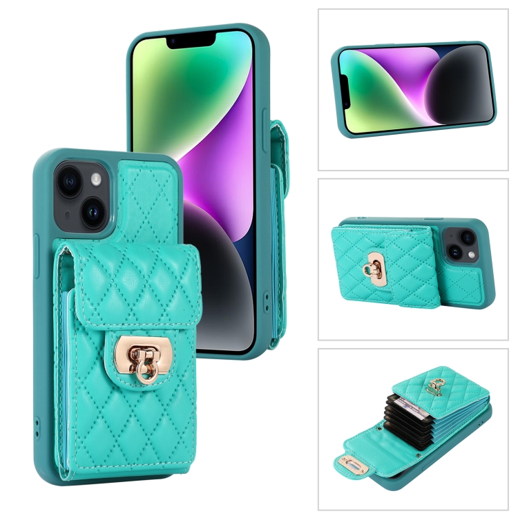 

For iPhone 14 Plus Card Slot Leather Phone Case(Mint Green)