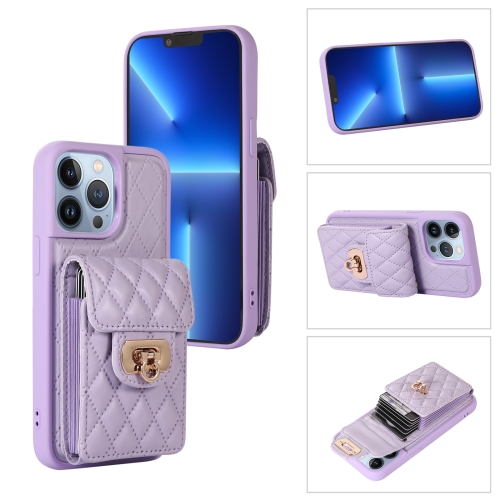 

For iPhone 13 Pro Max Card Slot Leather Phone Case(Purple)