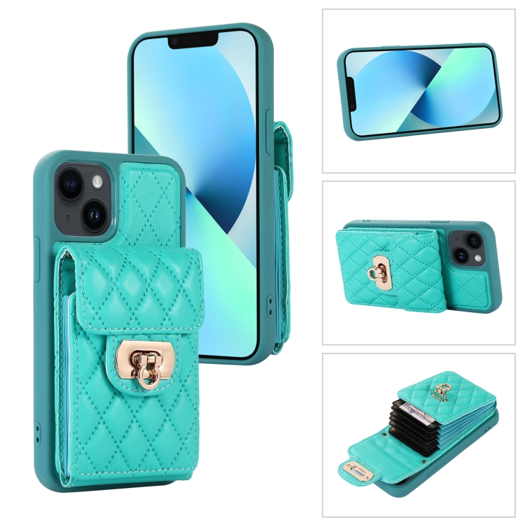 

For iPhone 13 Card Slot Leather Phone Case(Mint Green)