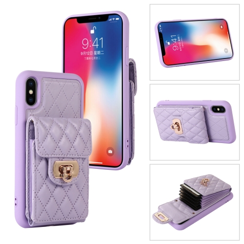 

For iPhone XS Max Card Slot Leather Phone Case(Purple)