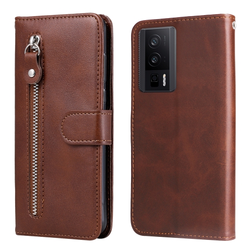 

For Xiaomi Redmi K60/K60 Pro Calf Texture Zipper Leather Phone Case(Brown)