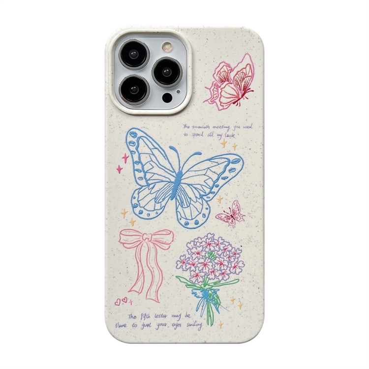 

For iPhone 12 Ins Style Lovely Pattern Degradable Phone Case(Butterfly)
