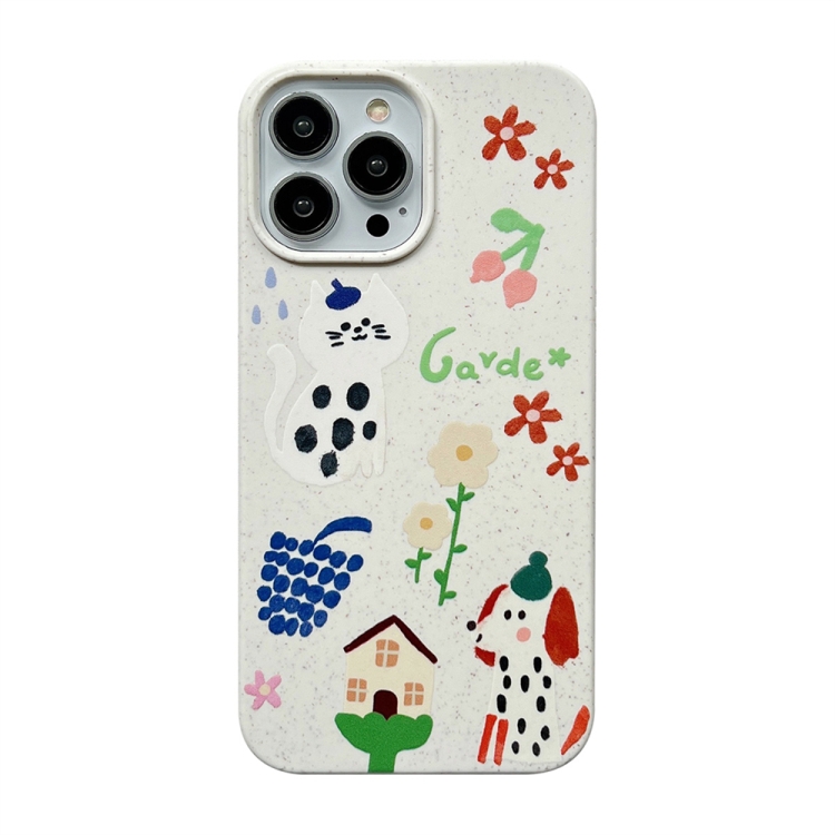 

For iPhone 12 Ins Style Lovely Pattern Degradable Phone Case(Cat And Dogs)