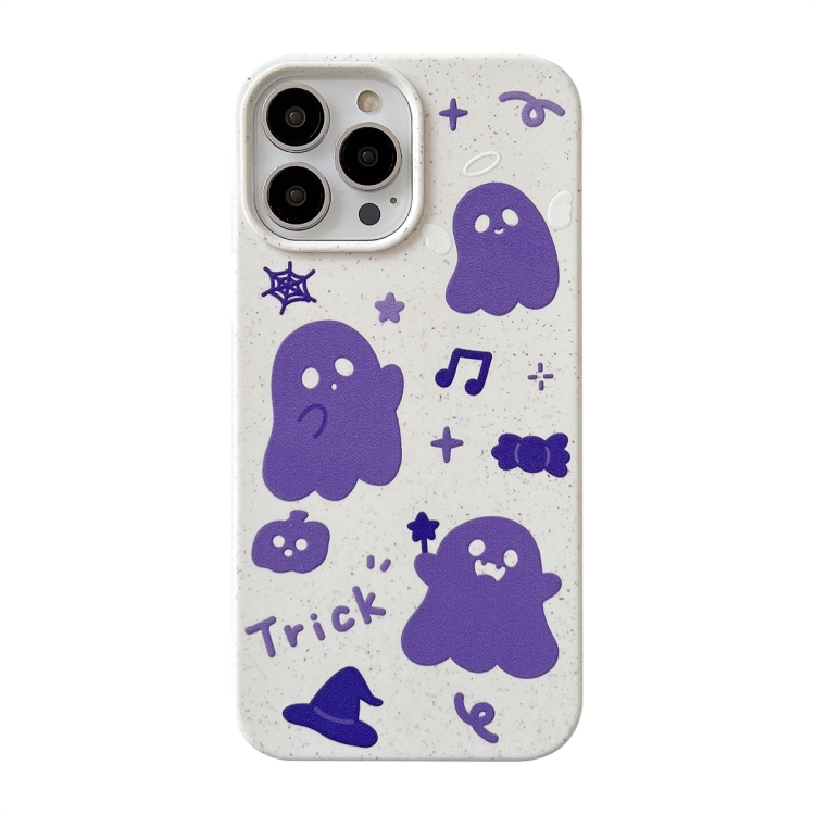 

For iPhone 12 Ins Style Lovely Pattern Degradable Phone Case(Ghost Purple)