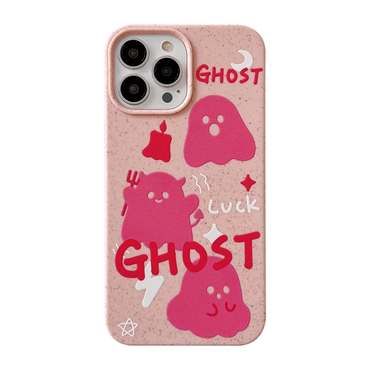 

For iPhone 12 Ins Style Lovely Pattern Degradable Phone Case(Ghost Pink)