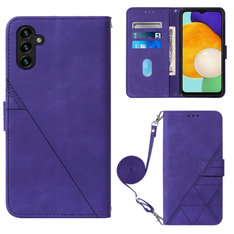 

For Samsung Galaxy A34 5G Crossbody 3D Embossed Flip Leather Phone Case(Purple)