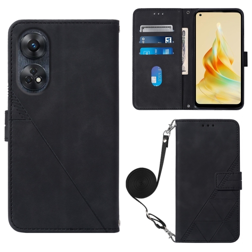 

For OPPO Reno 8T 4G Global Crossbody 3D Embossed Flip Leather Phone Case(Black)