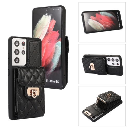 

For Samsung Galaxy S21 Ultra 5G Card Slot Leather Phone Case(Black)