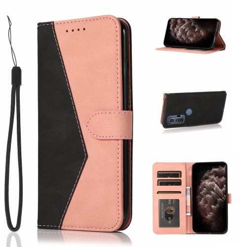 

For Motorola Edge+ 2020 Dual-color Stitching Leather Phone Case(Black Rose Gold)