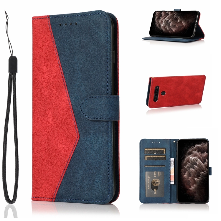 

For LG K41S / K51S Dual-color Stitching Leather Phone Case(Red Blue)