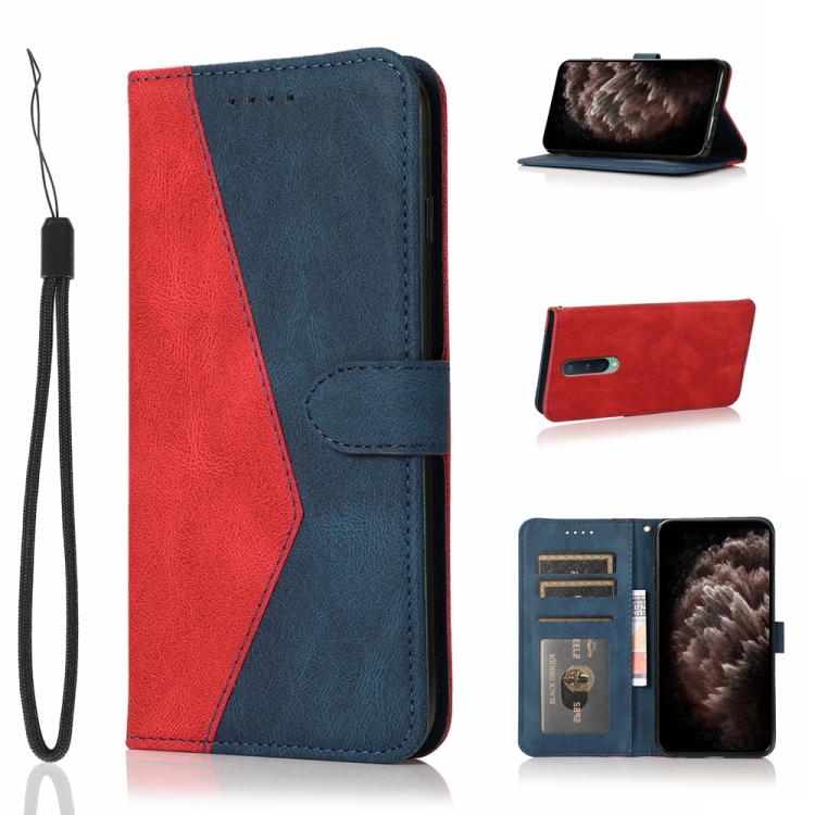 

For OnePlus 8 Dual-color Stitching Leather Phone Case(Red Blue)
