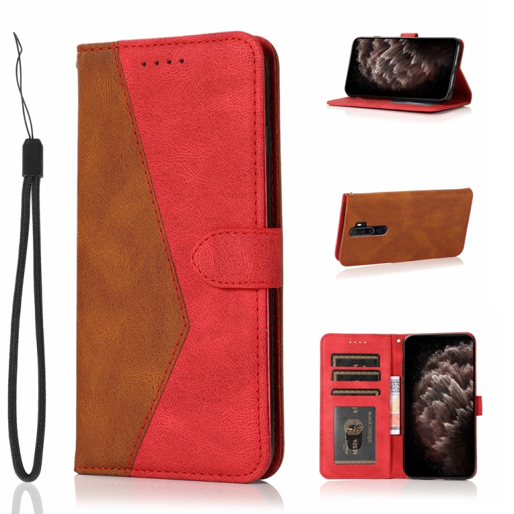 

For OPPO A5 2020 / A9 2020 Dual-color Stitching Leather Phone Case(Brown Red)