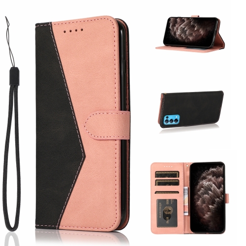 

For OPPO Find X3 Lite Dual-color Stitching Leather Phone Case(Black Rose Gold)