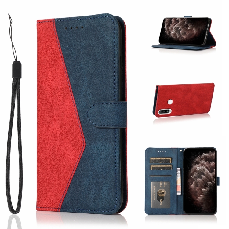

For Huawei P30 lite Dual-color Stitching Leather Phone Case(Red Blue)