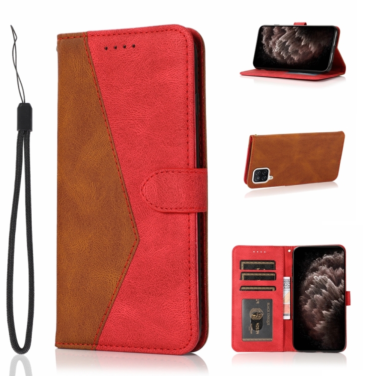 

For Huawei P40 lite Dual-color Stitching Leather Phone Case(Brown Red)
