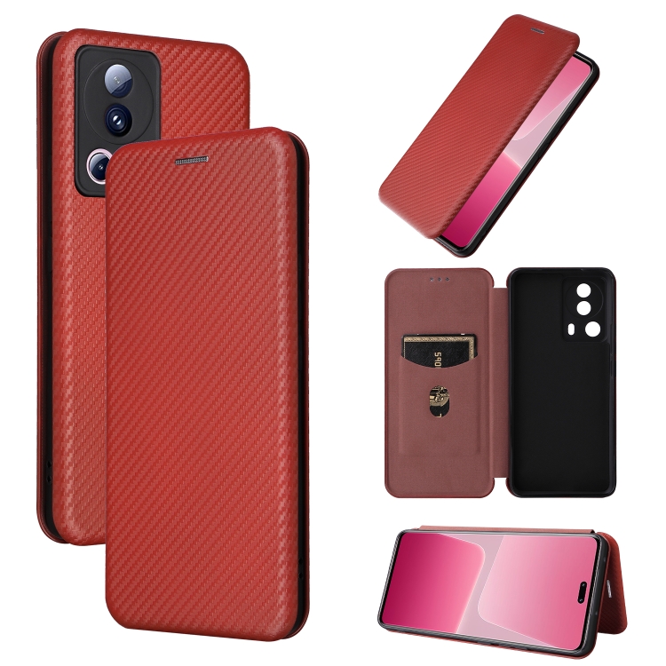 

For Xiaomi 13 Lite Carbon Fiber Texture Flip Leather Phone Case(Brown)