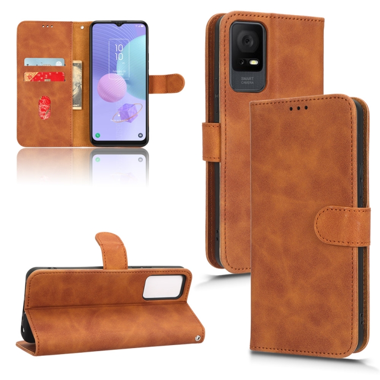 

For TCL 408 Skin Feel Magnetic Flip Leather Phone Case(Brown)