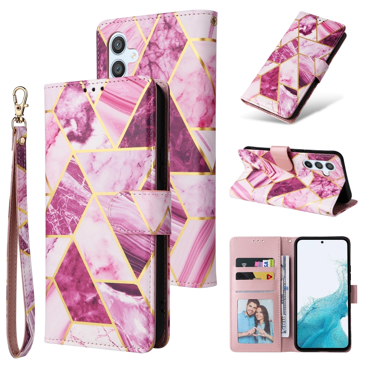 

For Samsung Galaxy A54 5G Marble Bronzing Stitching Leather Phone Case(Purple)