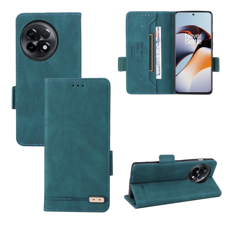 

For OnePlus 11R 5G Magnetic Clasp Leather Phone Case(Green)