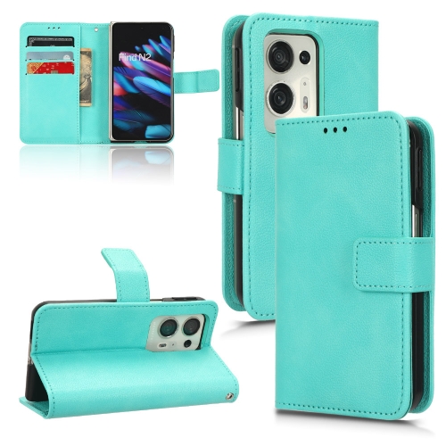 

For OPPO Find N2 Lambskin Leather Phone Case(Cyan-blue)