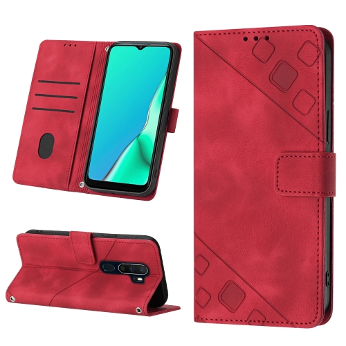 

For OPPO A9 2020 / A5 2020 / A11X Skin-feel Embossed Leather Phone Case(Red)