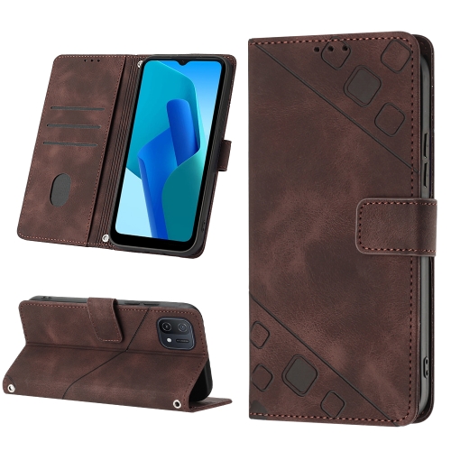 

For OPPO A16K Skin-feel Embossed Leather Phone Case(Brown)