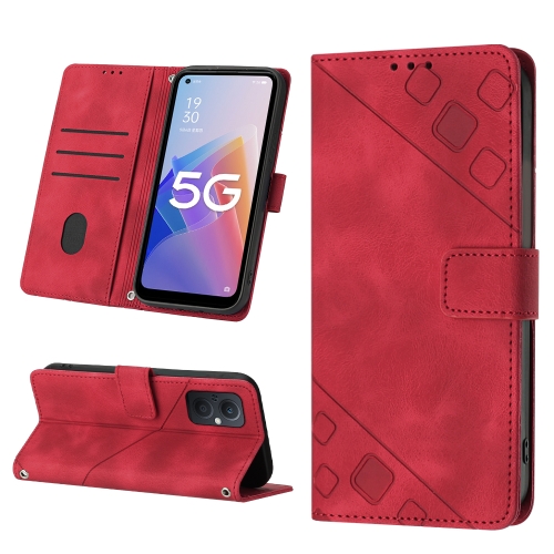 

For OPPO A96 5G / Reno7z / Reno7 Lite 5G / F21 Pro 5G / Reno8 z / OnePlus Nord N20 Skin-feel Embossed Leather Phone Case(Red)