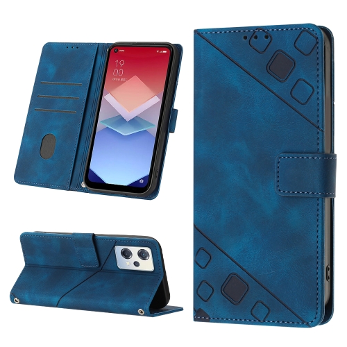 

For OPPO K10X / Realme 9 Pro Skin-feel Embossed Leather Phone Case(Blue)