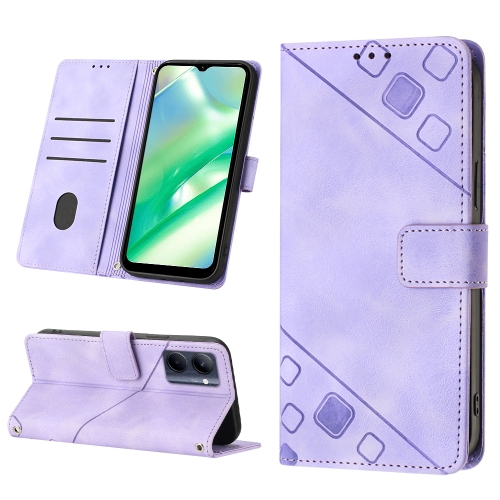 

For Realme C33 Skin-feel Embossed Leather Phone Case(Light Purple)