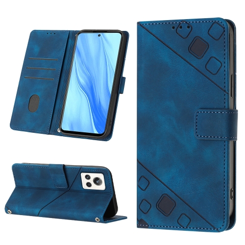 

For Realme GT2 Explorer Master Skin-feel Embossed Leather Phone Case(Blue)