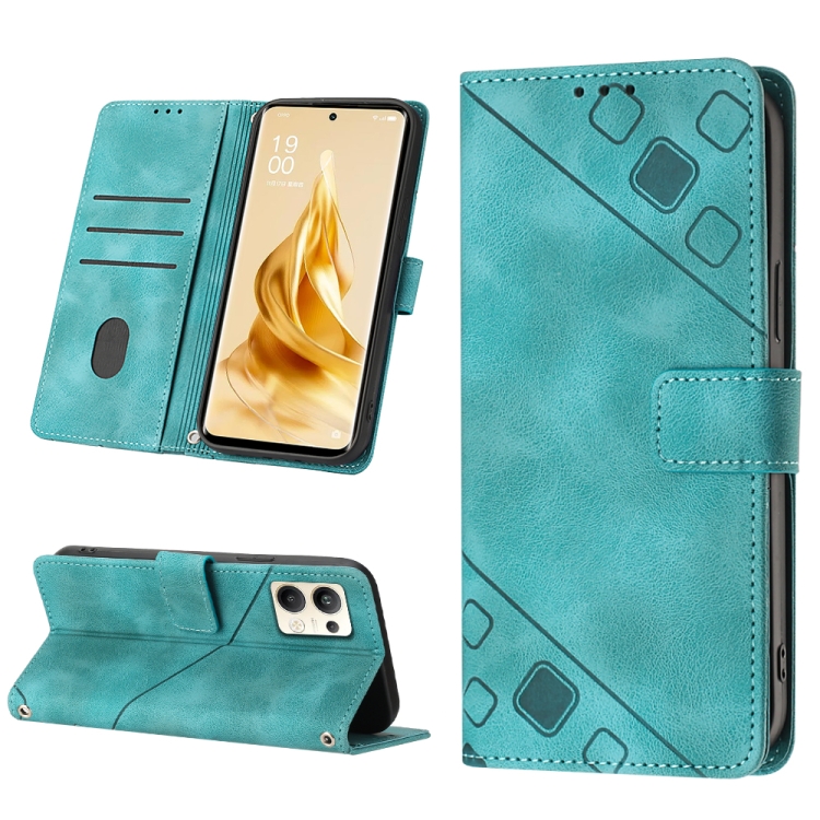 

For OPPO Reno9 Pro+ Skin-feel Embossed Leather Phone Case(Green)